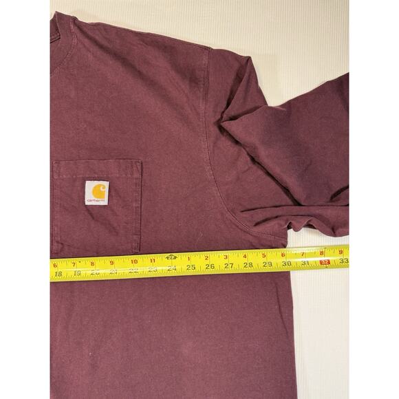 Carhartt Long Sleeve T Shirt Front Pocket Loose Fit Size 4XL Tall Red Maroon - Picture 5 of 8